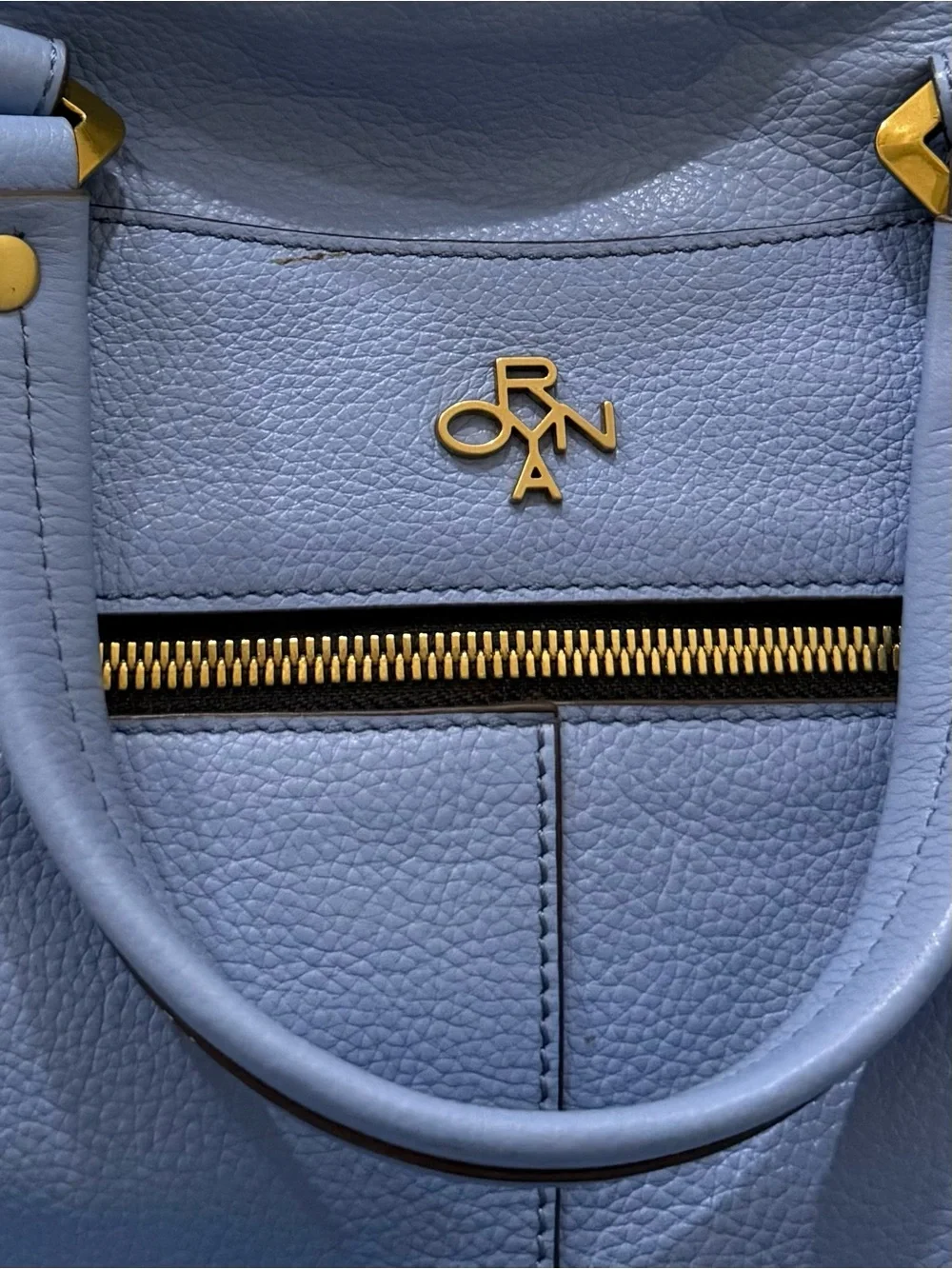 OrYANY Sarah Periwinkle Sky Blue Pebbled Leather Braided Satchel Crossbody Bag